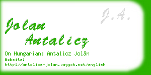 jolan antalicz business card